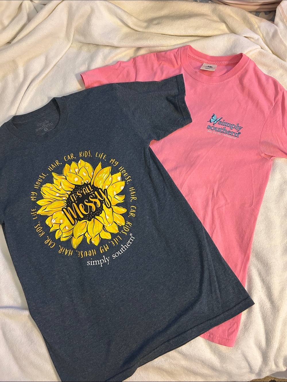 Simply Southern Sunflower Tee Set - Pink & Gray